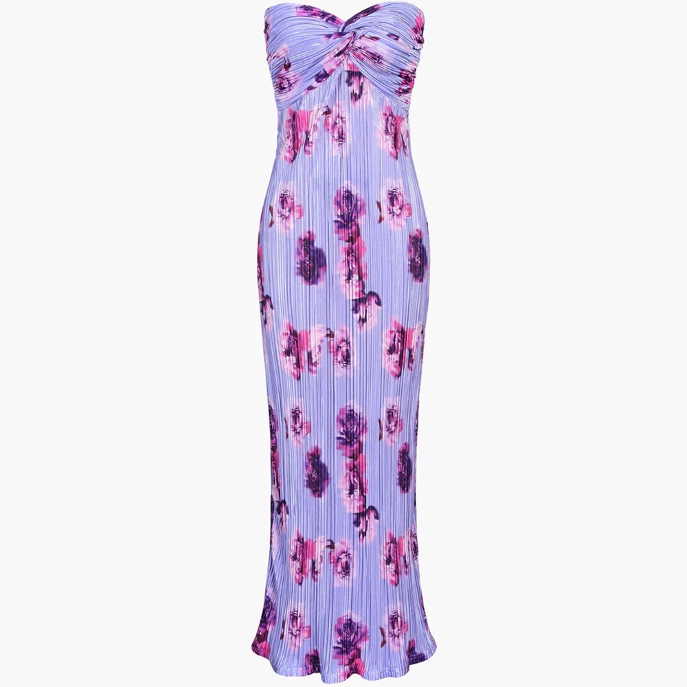 Commense Medium Floral Plisse Twist Tube Long Dress NWT$38